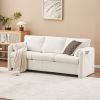 004-Comfy 3-Seater Sofa Couch, Modern Upholstered Chenille Fabric Sofa, Comfortable & Durable for Living Room, Bedroom and Office, Ivory White