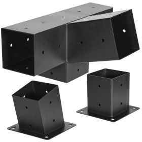 VEVOR Pergola Kit, 4x4 Inch 4-Way Slanted Bracket for 3.5x3.5 Inch Wood Beams in Actual Size