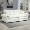 84" Chenille Recliner Sofa Small Sofa Loveseat Deep Seat Sofa Couch with 2 Throw Pillows & Memory Foam for Living Room Apartment Office Lounge-Beige