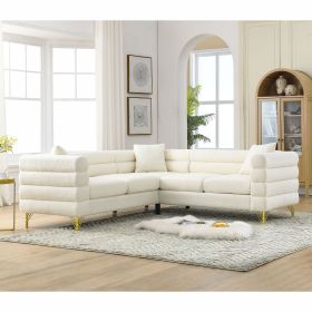 81.5-Inch Oversized Corner Sofa, L-Shaped Sectional Couch, 5-Seater Corner Sofas with 3 Cushions for Living Room, Bedroom, Apartment, Office