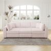 106.3" Soft U-shaped 6-Person Sofa. Matches 30.7" Ottoman with Hydraulic Lift. Comfortable & Stylish. For Bedroom & Living Room. Light Pink.Modern Fur