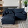 Deep Seat Sectional Sofa Cloud Couch with Ottoman, Modern Chenille Comfy Love Seat Upholstered Modular L Shaped Couch for Living Room, Apartment