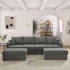 U-Shaped Couch Modern 4 seats Sofa Chair with Storage, with 2 Ottomans, Deep Seat Sofa with Cup Holders & Phone Holder Charging Ports