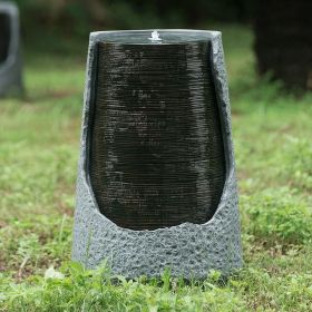 17x17x26" indoor outdoor Polyresin Water Fountain, Unique Broken Urn Fountain Chic Dynamic Modern Design with Light for Garden, Lawn, Backyard, P