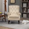 COOLMORE Wood Frame Armchair, Modern Accent Chair Lounge Chair with Sturdy Wood Legs for Living Room Bedroom (Camel PU)