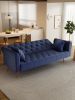 71-inch convertible love seat sofa, American retro blue velvet material, suitable for small living room, bedroom, office