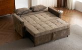 56.9" Loveseat Sofa Pull-out Sofa Bed Sleeper Sofa with a Reversible Backrest Cushion, Side Pockets, Two USB Ports and a Phone Holder for Living Room