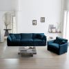 3-Piece Upholstered Sofa, Living Room Sectional Sofa Set Modern Sofa Couches Set , Deep Seat Sofa for Living Room Apartment, 1+3 Seat Blue