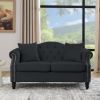 57" Chesterfield Sofa Black Velvet for Living Room, 2 Seater Sofa Tufted Couch with Rolled Arms and Nailhead for Living Room, Bedroom, Office