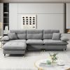 [VIDEO provided][New]106*66.5" L shaped Convertible Sectional Sofa,4 Seat Tufted Couch Set with Two-tone Adjust Legs,Cloud Chenille Fabric