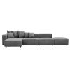Soft Corduroy Sectional Modular Sofa 4 Piece Set, Small L-Shaped Chaise Couch for Living Room, Apartment, Office, Gray