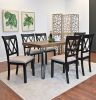 Arroyo 7-Piece Dining Set, Hairpin Dining Table with 6 Cross-back Chairs, Rich Black