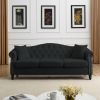 [Video] 79" Chesterfield Sofa Black Velvet for Living Room, 3 Seater Sofa Tufted Couch with Rolled Arms and Nailhead for Living Room, Bedroom, Office