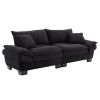 Corduroy Sofa Sleeper Couch Loveseat Sofa with Pillows Comfy Upholstered Deep Seat Sofa for Bedroom,Living Room,Apartment,Office,Dorm-Black Corduroy