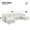[VIDEO provided] [New] 134*66" Chenille Modular Sectional Sofa,U Shaped Cloud Couch Set with Double Cushions ,6 Seat Sleeper Sofa Bed with Ottomans