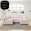 106.3" Soft U-shaped 4-Person Sofa. Matches 30.7" Ottoman with Hydraulic Lift. Comfortable & Stylish. For Bedroom & Living Room. Light Pink.Modern Fur