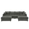 U-Shaped Couch Modern 4 seats Sofa Chair with Storage, with 2 Ottomans, Deep Seat Sofa with Cup Holders & Phone Holder Charging Ports