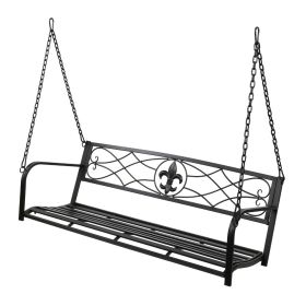 Metal Porch Swing;  Heavy Duty Steel Patio Porch Swing Chair for Outdoors;  Weather Resistant Swing Chair Bench (Color: black)