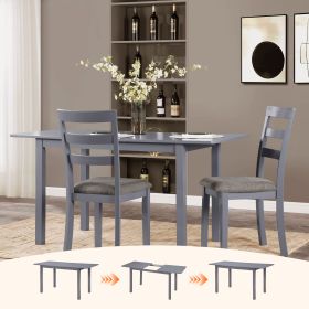 59'' Extendable Dining Table, Modern House Dining Room Table for 4-8, Wooden Kitchen Table , Dining Room, Working Office (Main Color: Dark Gray, Main Material: Wood+Bone)