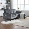 UNITED WE WIN Sofa for three, solid wood frame, Chenille fabric, side pocket, with two cup holders