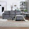 UNITED WE WIN Sofa for three, solid wood frame, Chenille fabric, side pocket, with two cup holders