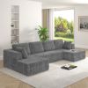 U shape Modular Sectional Sofa, Compressed Sectional Sofa Modern Minimalist Style Corduroy Couch, Sleeper Sofa for Living Room, Bedroom