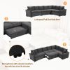 124.8"L-shaped Sofa Convertible Sofa Bed Pull Out Sofa Sleeper with Two Back Pillows, Two USB Ports and Two Power Sockets for Living Room