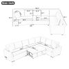 124.8"L-shaped Sofa Convertible Sofa Bed Pull Out Sofa Sleeper with Two Back Pillows, Two USB Ports and Two Power Sockets for Living Room